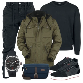Outfit mit Schwarz Schultertasche Jack Wolfskin "URBAN"