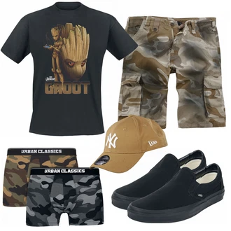 Outfit mit Schwarz T-Shirt Guardians of the Galaxy "Vans"