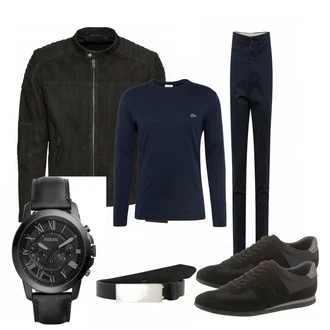 Outfit mit Schwarz Sweatshirt Lacoste "Vanz"