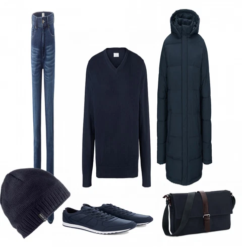 Blau Strickjacke Tchibo kombinieren mit Blau Hose Tchibo
