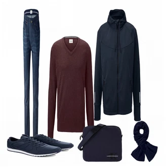 Outfit mit Blau Schal Tchibo "VAusschnitt"
