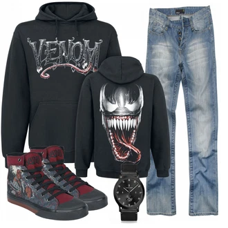 Outfit mit Mischfarben Sneaker "Venom pullover"