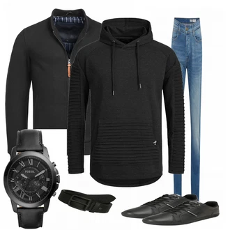 Outfit mit Schwarz Sneaker Lacoste "VF2"