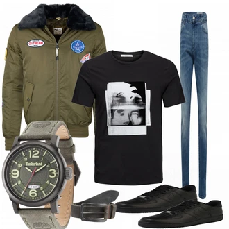 Outfit mit Schwarz Sneaker Nike "Vilet"
