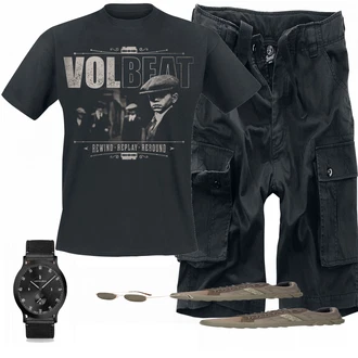 Outfit mit Grau Sneaker/Leder Sneaker Replay "Volbeat shirt"