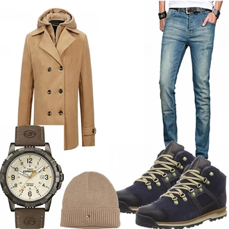 Outfit mit Braun Wintermantel/Winter Parka Allthemen "Vorlage"