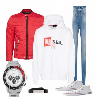 Outfit mit Grau Sneaker Converse "Voyage"