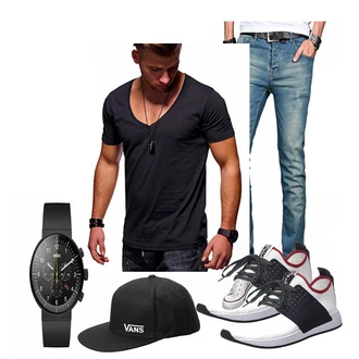 Outfit mit Blau Uhr Braun "VRTN"