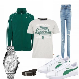 Outfit mit Weiß Sneaker/Leder Sneaker Puma "Wallet"