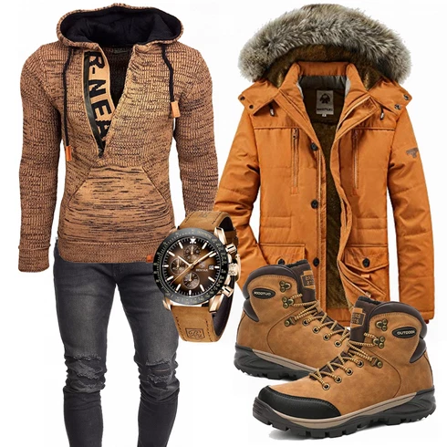 Braun Trachtenmode/Winter Parka kombinieren