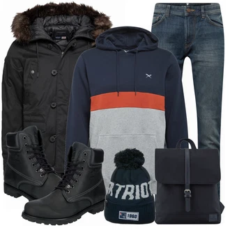 Outfit mit Schwarz WinterJacke Superdry "Winter Outfit"