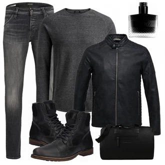 Outfit mit Schwarz Schuh Stiefel Bullboxer "Winter Outfit"