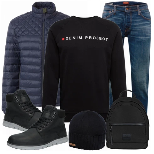 Schwarz Rucksack Johnny Urban kombinieren