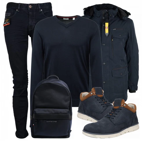 Blau Rucksack Tommy Hilfiger kombinieren