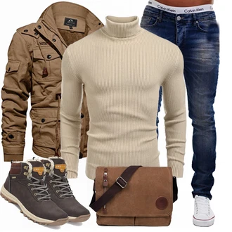 Winter Outfits mit Beige Hose COOFANDY "Winter Outfit"