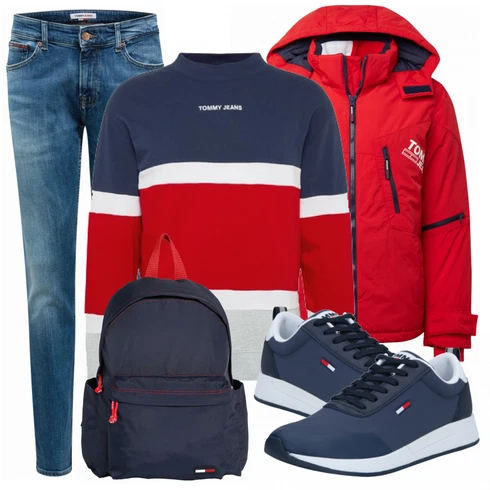 Blau Rucksack Tommy Jeans kombinieren