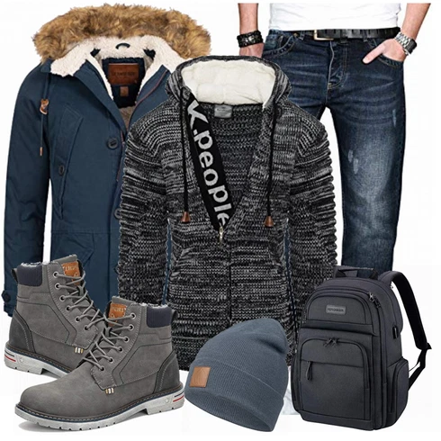 Grau Hut/Winter Parka Occulto kombinieren