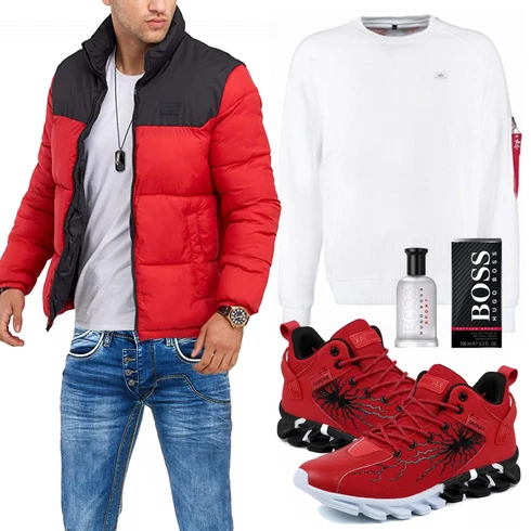 Rot Winter Parka Jack & Jones kombinieren