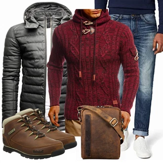 Outfit mit Blau/Rot Timberland "Winter Outfit"