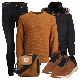 Outfit mit Braun Sneaker Pepe Jeans "Winter Outfit"