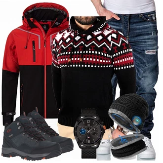 Outfit mit Schwarz Winter Parka/Regenjacke Rock Creek "Wintere vrijetijdskleding"