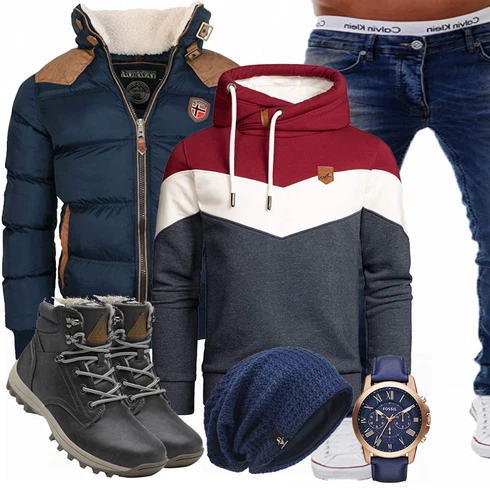 Blau Hut/Winter Parka VECRY kombinieren