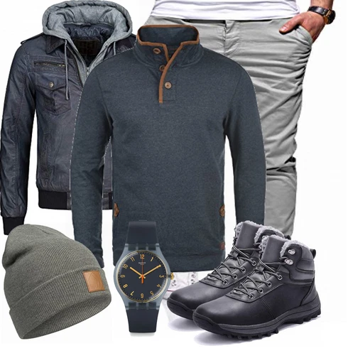 Grau Hut/Winter Parka Occulto kombinieren
