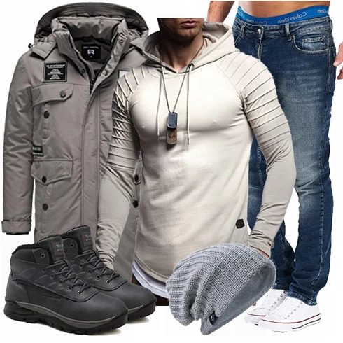 Grau Hut/Winter Parka VECRY kombinieren