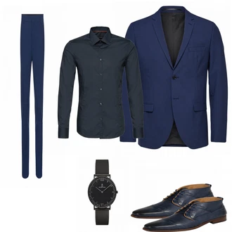 Outfit mit Blau/Schwarz Hose Große Größe SELECTED HOMME "YoungBusiness"