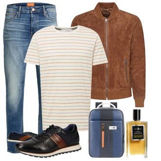 Outfit mit Rot/Braun Lederjacke Freaky Nation "Freizeit Outfit"