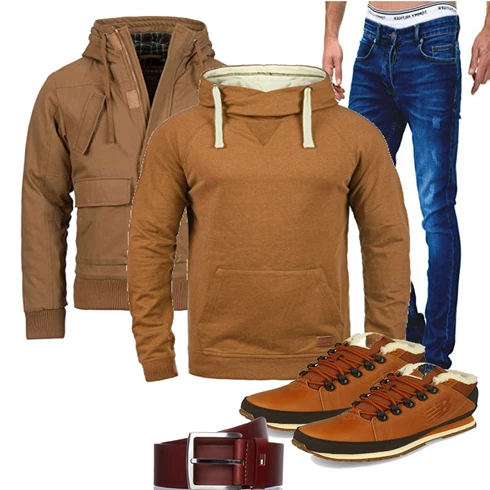 Grün/Braun Winter Parka Young&Rich kombinieren