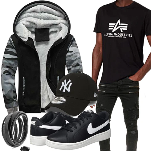 Mischfarben/Blau T-Shirt Alpha Industries kombinieren