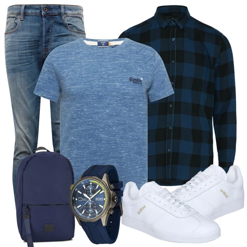 Blau Rucksack Johnny Urban kombinieren