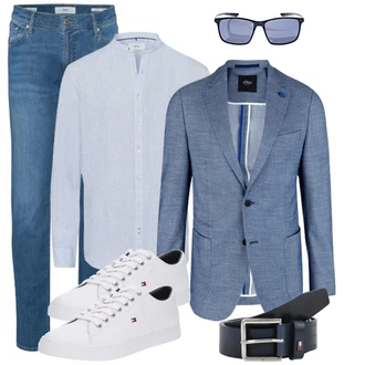 Business Outfits mit Grau/Weiß Sneaker/Leder Sneaker Tommy Hilfiger "Business Outfit"