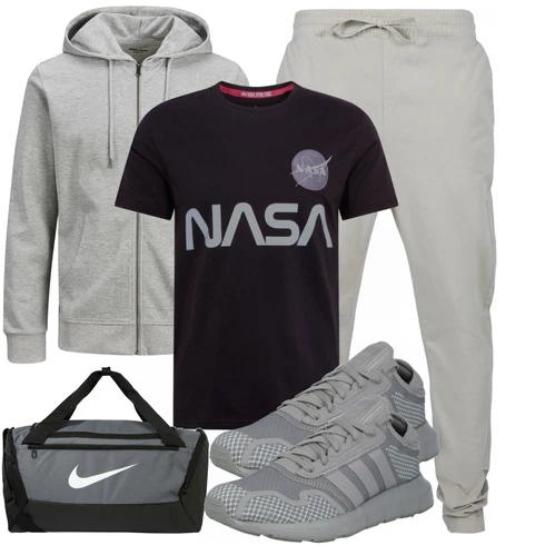 Schwarz/Grau Tasche Nike kombinieren