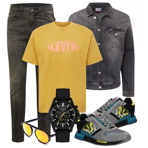 Sonnenbrille kombinieren mit Schwarz/Grau Sommerjacke Tommy Jeans