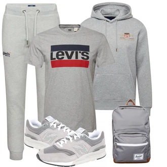 Outfit mit Grau Sneaker/Leder Sneaker New Balance "Freizeit Outfit"