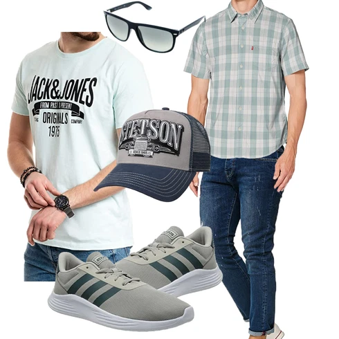 Tasche/Overall/Schuh/Hose/Hemd/Accessoire/Kurzarm Hemd Jack & Jones kombinieren