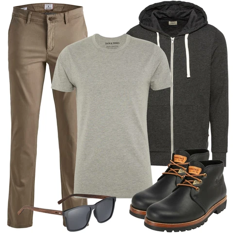 Grau T-Shirt Jack & Jones kombinieren mit Schwarz Hoodie Jack & Jones