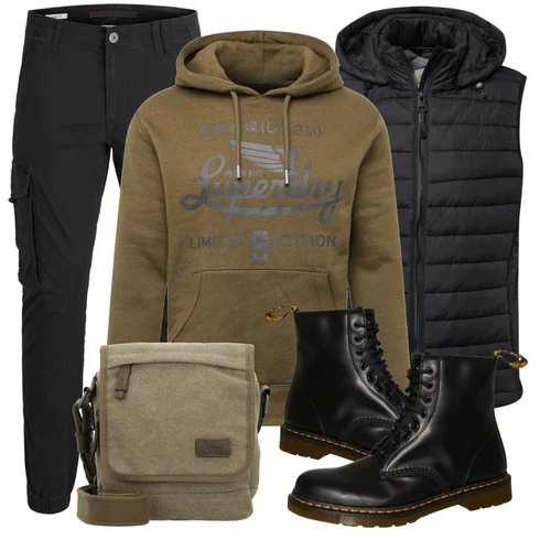 Schwarz Stiefel Dr. Martens kombinieren