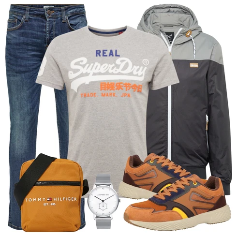 Grau Große Größe Superdry kombinieren