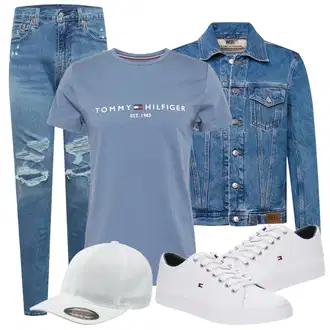 outfit mit Siva/Bela Superga Tommy Hilfiger "Praktičen videz"
