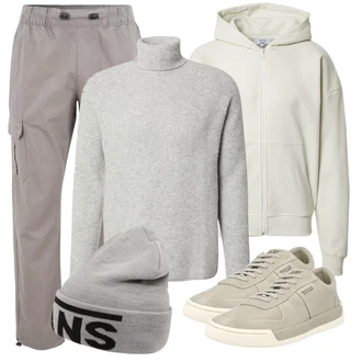 Outfit mit Beige/Grau Schuh Sneaker/Leder Sneaker Guess "Alltagsoutfit"