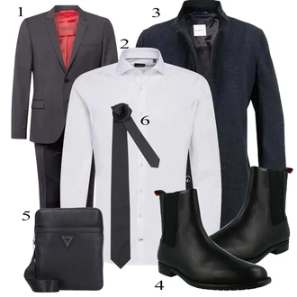 Poslovni Outfiti mit Črna/Siva Obleka Hugo "Poslovna oblačila"