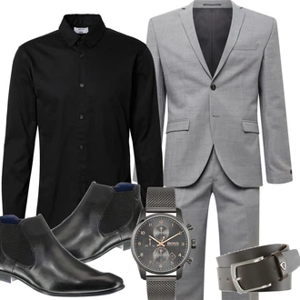 Outfit mit Grau Anzug Jack & Jones "Business Outfits"
