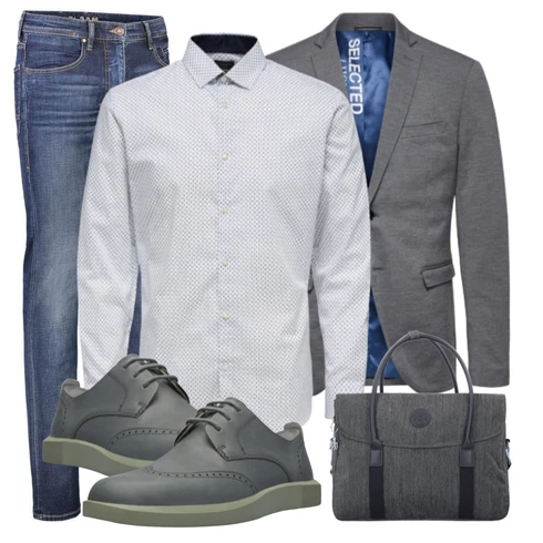 Grau Anzug Selected kombinieren mit Grau Schuh Camper