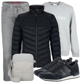 Outfit mit Schwarz Sneaker/Leder Sneaker Tommy Hilfiger "Cooles Herbst Outfit"