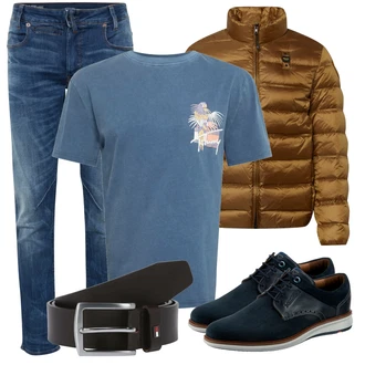 Outfit mit Blau Hose Große Größe G-Star Raw "Cooles Herbst Outfit"