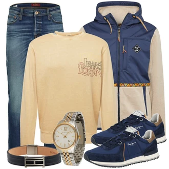Outfit mit Beige Hoodie Sweatshirt Pepe Jeans "Cooles Outfit"