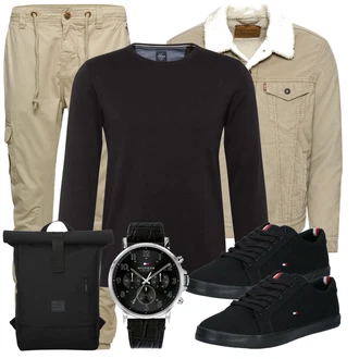 outfit mit Bež Denim Jakna "Priložnostna oblačila"